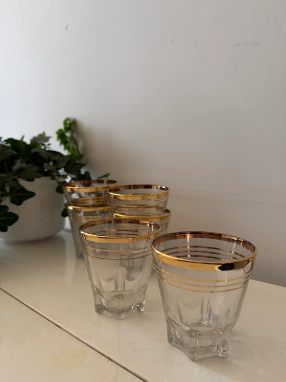 Verres à bord doré – Verres et carafes, Gold, Glass, Hollywood Regency (photo 2 of 6)