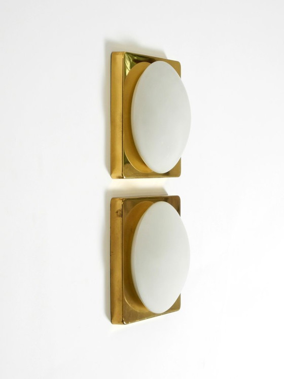 Image 1 of Twee koperen wandlampen uit de jaren 70 van Rolf Krüger voor Heinz Neuhaus Leuchten