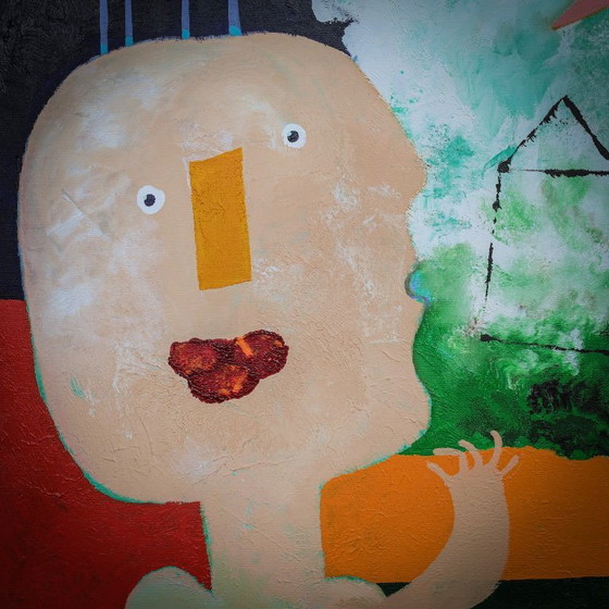 Image 1 of Whimsical Figurative Painting by Wouter Stips, Netherlands, 2000s