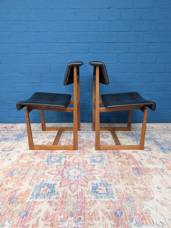 2x Sedie Vintage, Henning Sørensen, Anni '60 – Danex, Sedie da pranzo, Wood, Leather (photo 5 of 9)