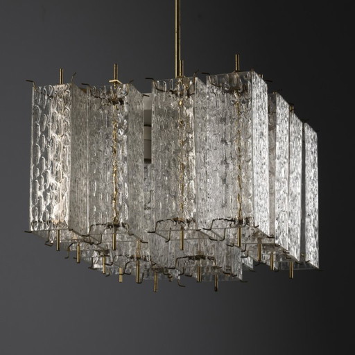 Lámpara de araña de tubos de vidrio, década de 1960, Checoslovaquia