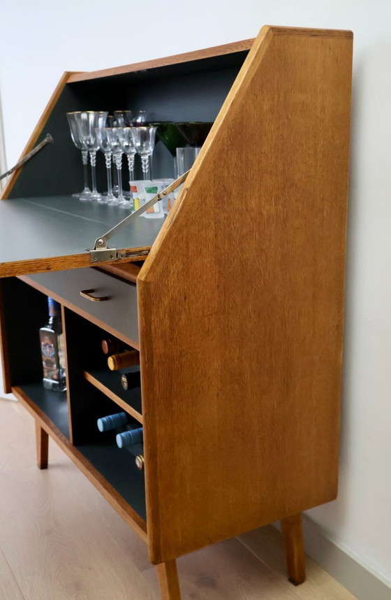 Image 1 of Mid-Century Secretary Converted into Drinks Cabinet – Fully Restored