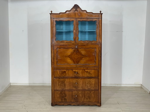 Vitrina-secretero Biedermeier, aparador, alrededor de 1880