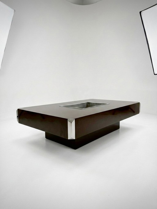 Mesa de centro "Alveo" de Willy Rizzo en laca chocolate para Mario Sabot