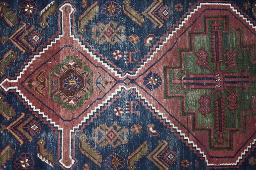 Vintage Hand-Woven Oriental Nomadic Tribal Shiraz Qashqai Rug, 1940s