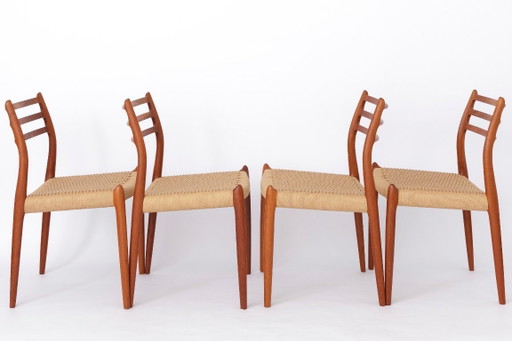 4 de 8 Sillas de comedor Niels Otto Møller Modelo 78 | Teca danesa, estilo moderno de mediados de siglo | 1968
