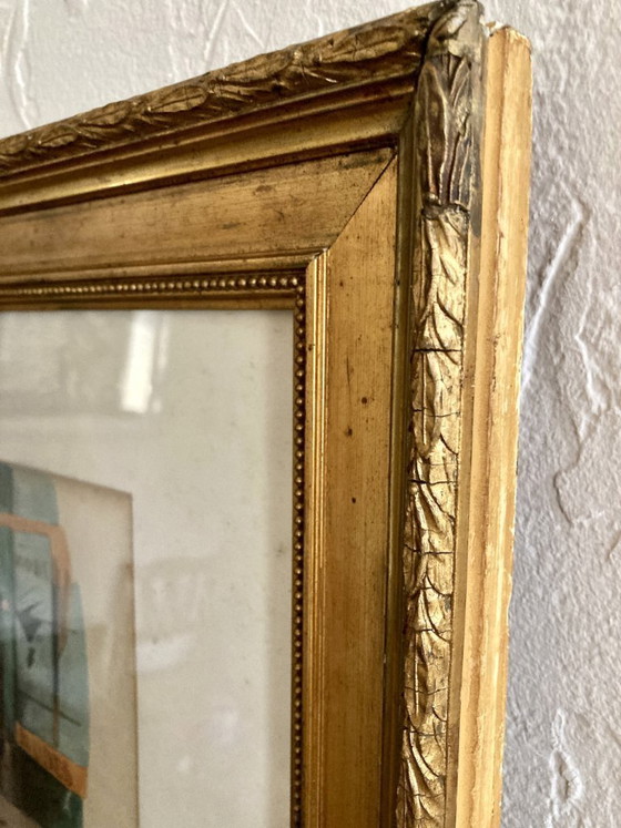 Image 1 of Antike Lithografie, Le Charivari, 1844, gerahmt – vergoldeter Rahmen aus dem 19. Jahrhundert