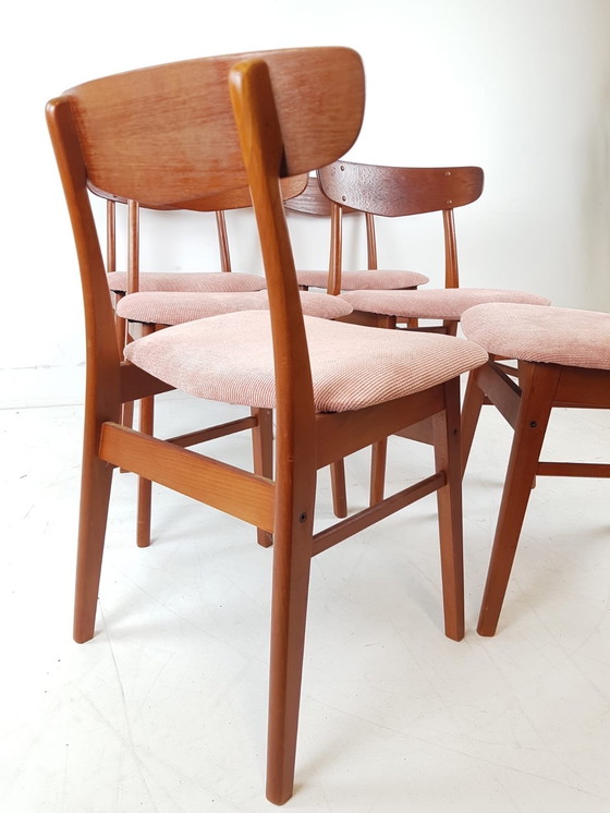 Image 1 of 6 danish dining table chairs farstrup new upholstered pink