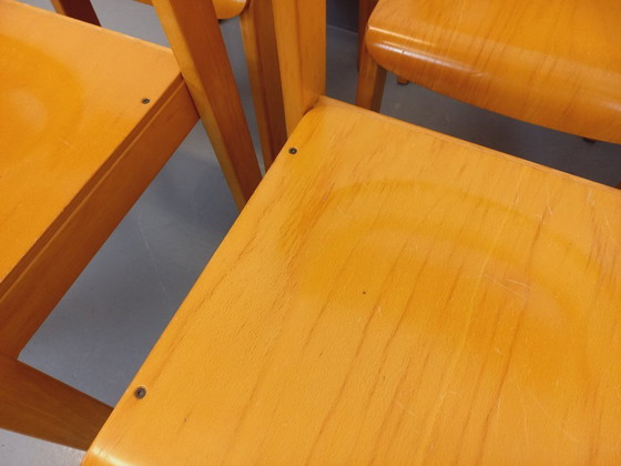 Image 1 of Set of 6 minimalist vintage beechwood chairs from the 70s and 80s