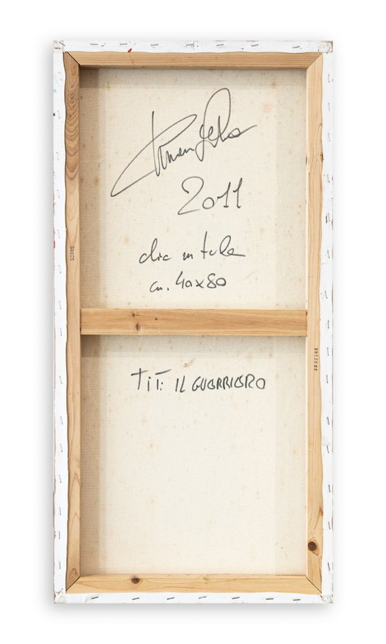 Image 1 of FABIO CUMAN (New Italian Figuration). "Warrior," 2011 - Oil on canvas, 80x40x4 cm