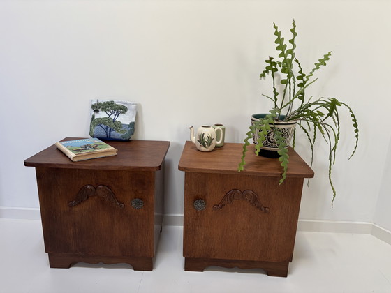 Image 1 of 2 comodini Mid-Century in rovere impiallacciato