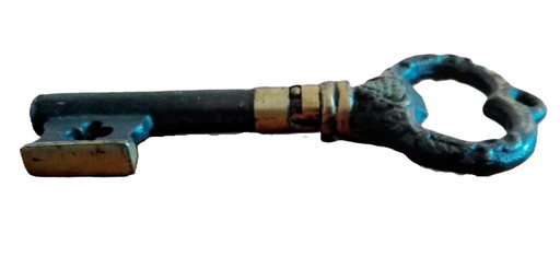 Vintage brass corkscrew, old key shaped