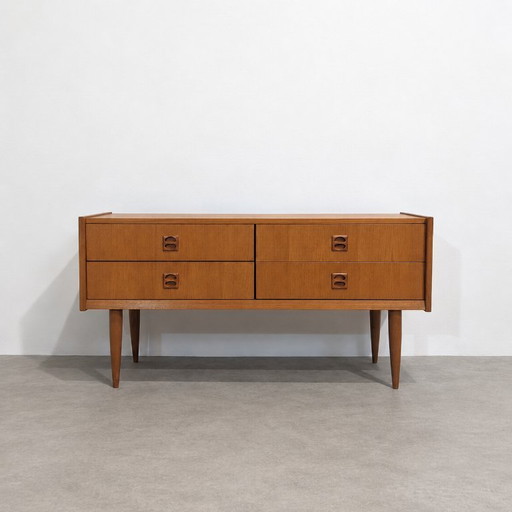 Mid-Century Teak Buffetkast Met Vier Laden – buffetkasten, Wood, Vintage