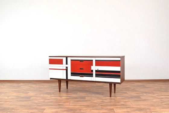 Image 1 of Mid-Century Walnut Sideboard with Hand-Painted Pattern, 1960s.