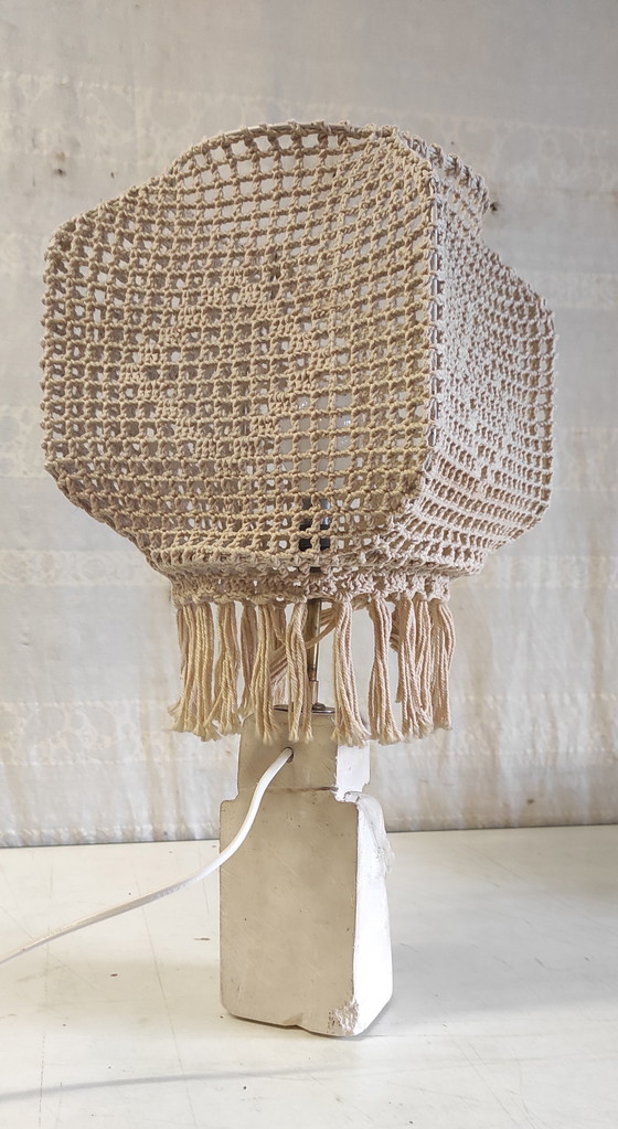 Image 1 of Table lamp with a limestone statuette - mid-20th century