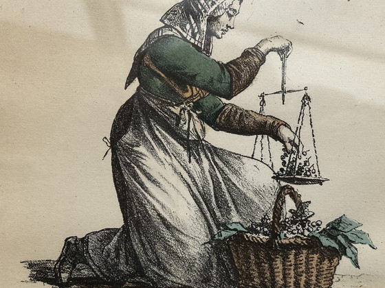 Image 1 of Carle Vernet - 2 incisioni - I mestieri di una volta - sotto cornici di legno