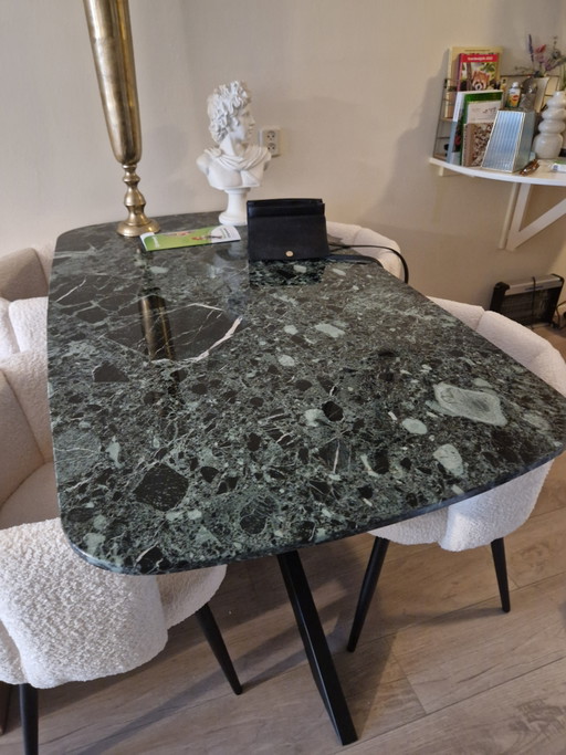 Italian Verde Alpi marble dining table