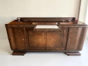 Art Deco Sideboard Walnut 1930 with Marble Serving Plate – Vintage Bar Cabinet, Burl Walnut Credenza, Luxury Statement Piece