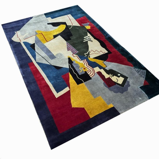 Alfombra de lana anudada a mano inspirada en Albert Gleizes - Diseño geométrico cubista (200x300cm) – Wool (photo 3 of 8)
