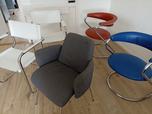 6x Vintage Chromen Stoelen