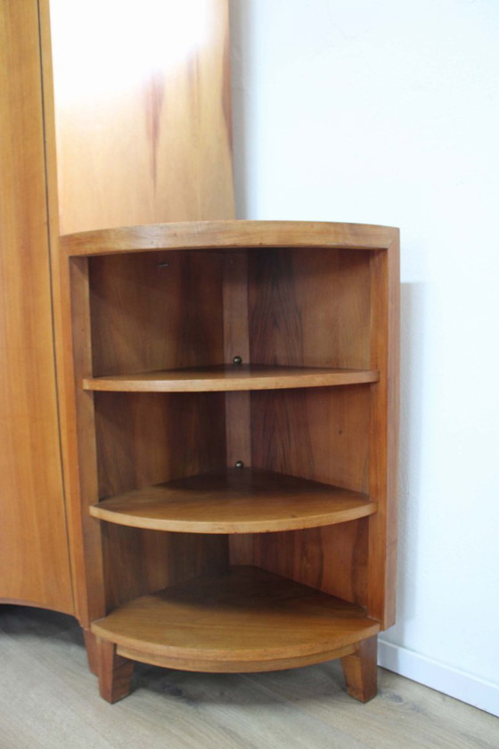 Image 1 of Houten vintage wandmeubel - Musterring. Retro Mid Century modulair kast met bureau / barretje