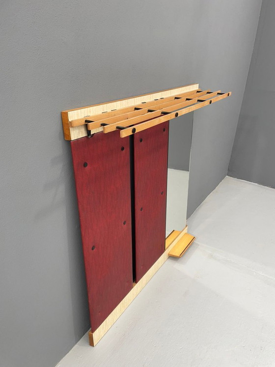Vintage Wandpaneel voor Hal met Haken, Spiegel & Plank, Jaren '60 Mid-Century Entree Opbergmeubel – Kapstokken (photo 8 of 8)