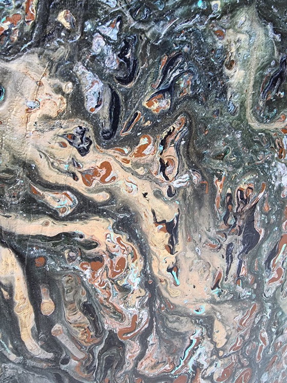 Image 1 of Frances Eckhardt - mysterieus abstract figuratief schilderij handgemaakt kunstwerkt 75x115 cm