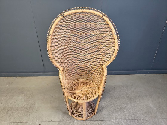Image 1 of Fauteuil paon vintage en osier, années 1970