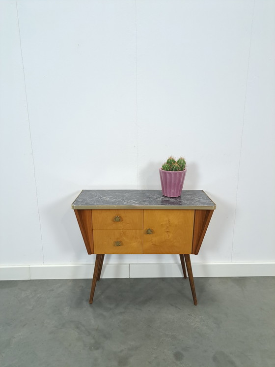 Image 1 of 1950s Cabinet With Drawers And Formica Top Vintage