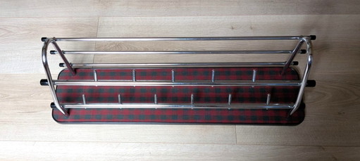 Coat Rack - Sleek Chrome, Red-Green Tartan - Mid-Century Flair, 1960s – kapstokken