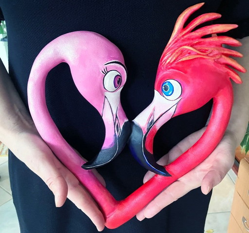 Flamingo Heart Wall Art: Handcrafted by the Artist