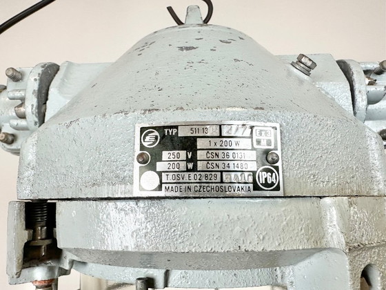 Image 1 of Grey Industrial Bunker Hanging Light with Iron Cage from Elektrosvit, 1970s