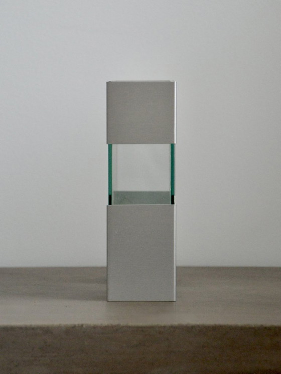 Image 1 of Vintage Glass & Brushed Steel Vase, Space Age/Futuristic/70s Design