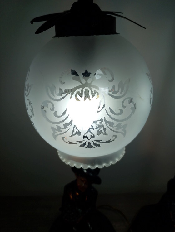 Image 1 of Pair of Pinto & Fils porcelain lamps, signed Portugal logo