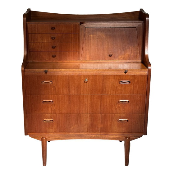 Image 1 of Ca. 1960’s - Danish secretary with mirror and extendable desk - Teak wood