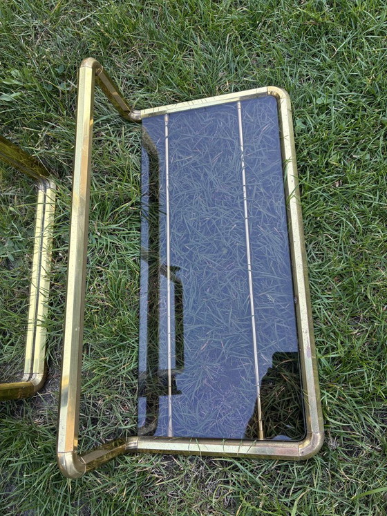 Messing Wandspiegel mit Ablage, Hollywood Regency, 1970er Jahre, Glas, Gold (Foto 2 von 6)