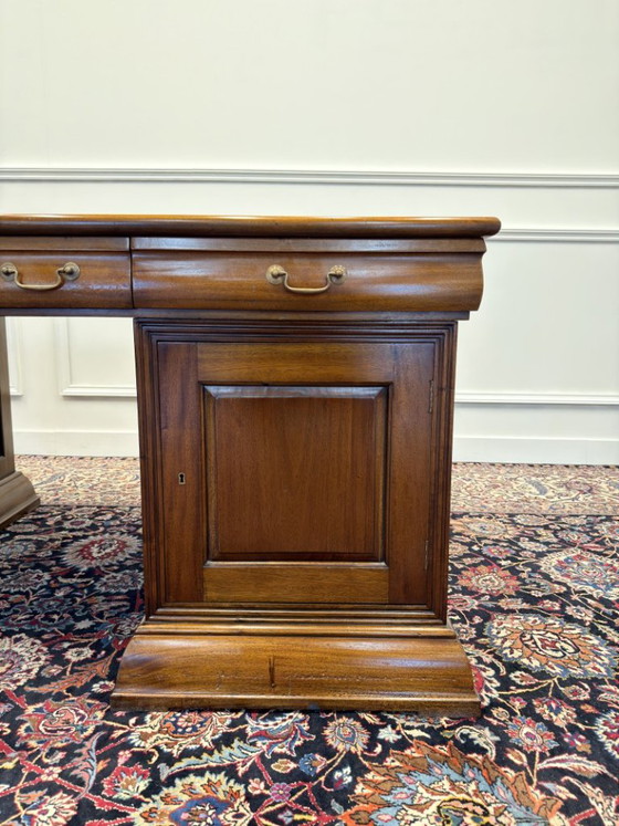 Grande Scrivania da Partner Inglese – Scrivanie, Leather, Wood (photo 11 of 20)