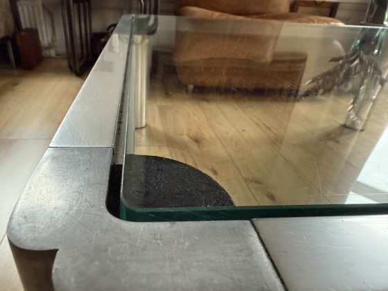 Image 1 of Table basse en aluminium style Metaform | Design moderne néerlandais | 100×100 cm | Années 1970