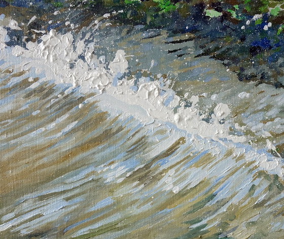 Original Oil Painting Modern Art Symbolism Wave Gravity – Paintings & Drawings, Canvas (photo 4 of 5)