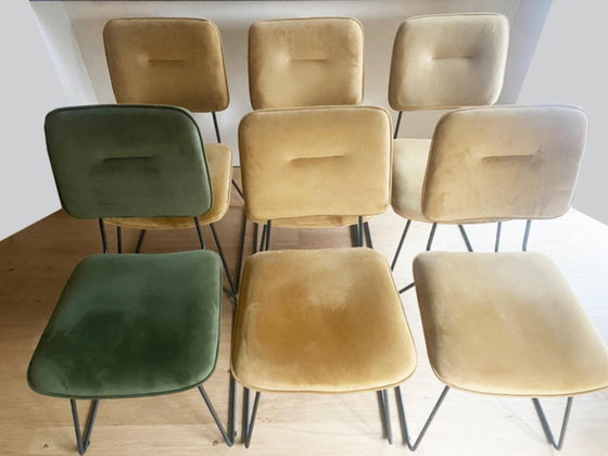 Image 1 of 6 Velvet Chairs – Black Steel Frame