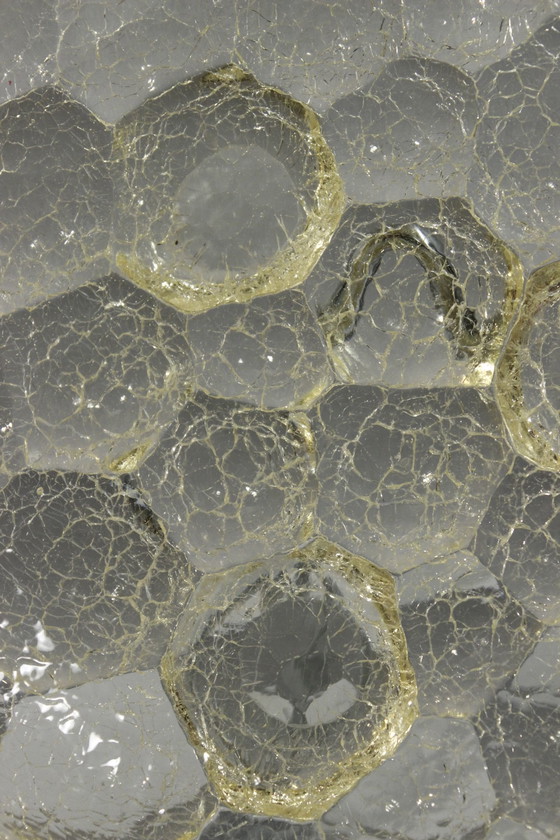 Image 1 of Coupe "Nid d'Abeille" Verre Jaune Texturé Pierre d'Avesn Période Art Déco