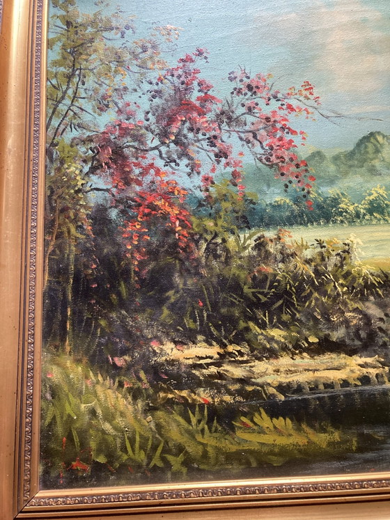 Bellissimo grande dipinto di paesaggio indiano Bella India 140x 80 – Dipinti e disegni, Tela (photo 5 of 7)