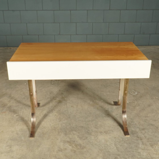 Bureau design vintage avec pieds traîneaux chromés – années 1970 – Bureaux, Metal, Wood (photo 18 of 24)