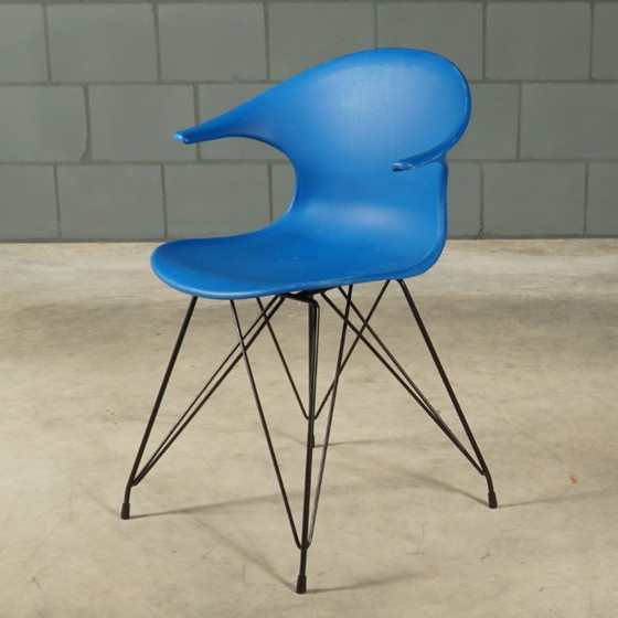 Vintage Blue Bucket Chairs – In the Style of Vitra Eames – Dining chairs, Metal, Plastic (photo 8 of 12)