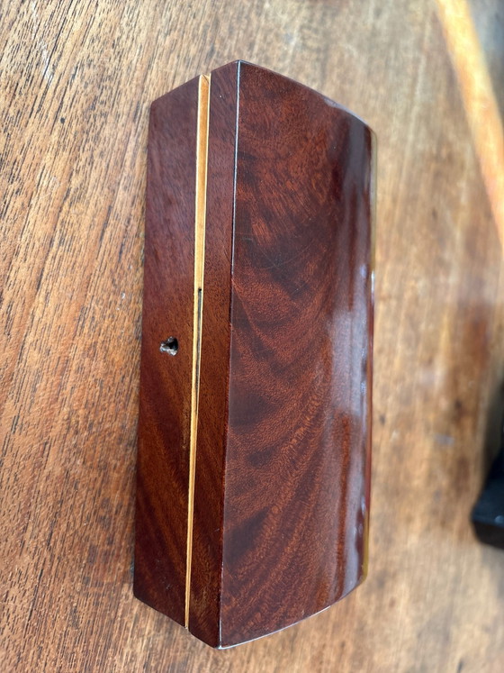 Mahogany Spoon Box 1880 – Decoration, Metal, Textile (photo 5 of 6)