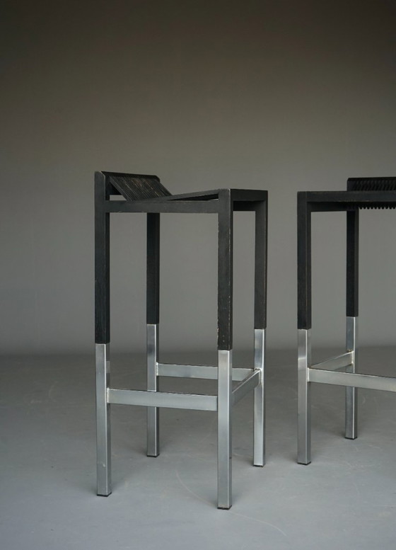 Minimalist Bar Stools by Ruud Jan Kokke, 1980s. Set of 2 – Barstools, Metal (photo 10 of 20)
