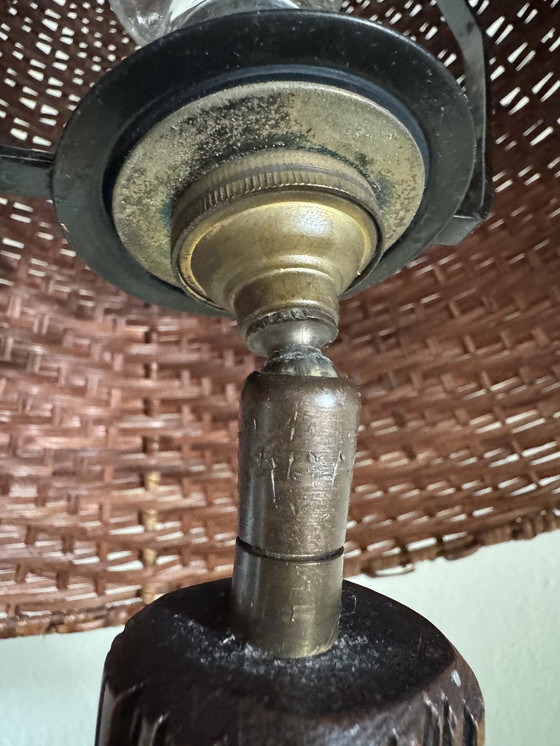 Image 1 of Lámpara floral madera tallada años 60