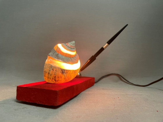 Image 1 of Juego de escritorio con luz de concha náutica y bolígrafo, años 40