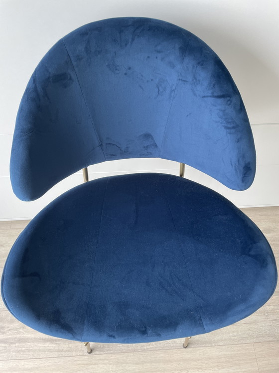 Image 1 of 2x IKER CHERI Bar Trend High Barhocker - Marineblauer Samt