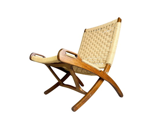 Image 1 of Sedia pieghevole di metà secolo simile alla poltrona in teak di Hans Wegner del 1960